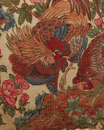 Jungle Fowl Linen Sample English 20th century
