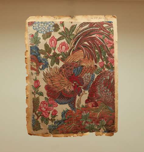 Jungle Fowl Linen Sample English 20th century