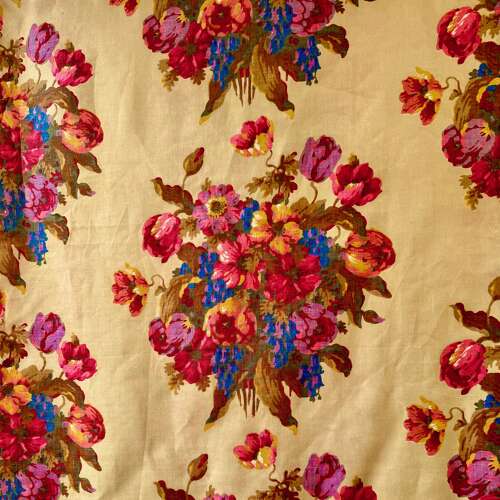 Floral Bouquets Printed Cotton Length English 20th Century