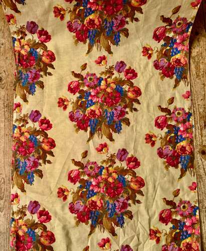 Floral Bouquets Printed Cotton Length English 20th Century