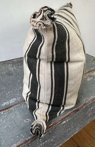 Dark Grey/Black Striped Hemp Cushion French 19th Century