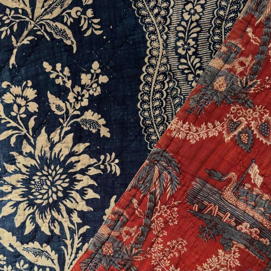 Indigo Flowers/ Dragon Boats Quilt
