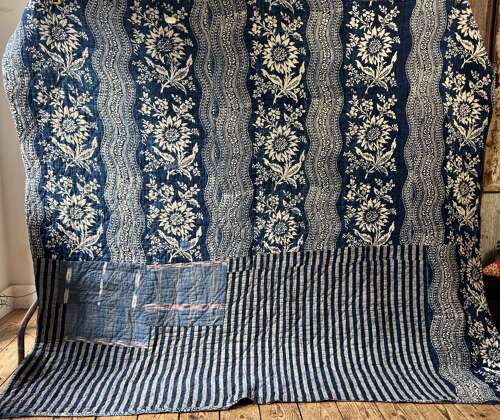Indigo Flowers/ Dragon Boats Quilt