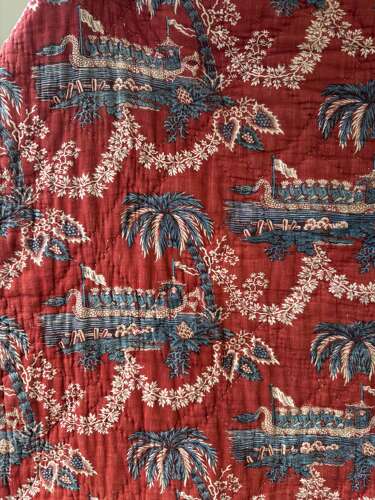Indigo Flowers/ Dragon Boats Quilt