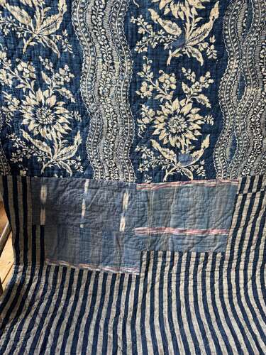 Indigo Flowers/ Dragon Boats Quilt