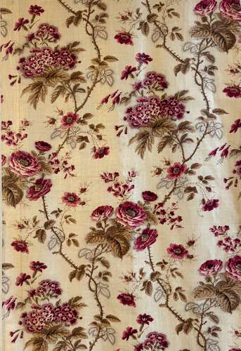 Roses Chintz Panel French 19th Century