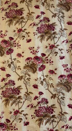 Roses Chintz Panel French 19th Century