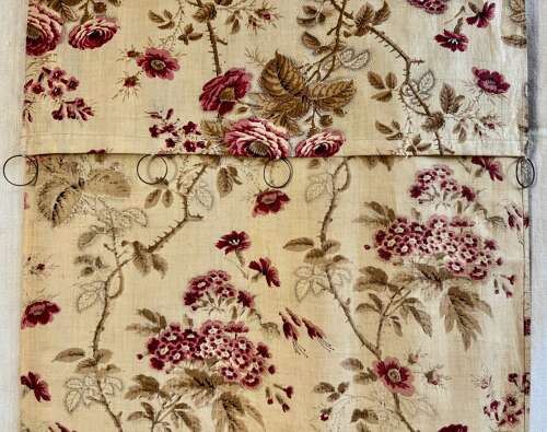 Roses Chintz Panel French 19th Century