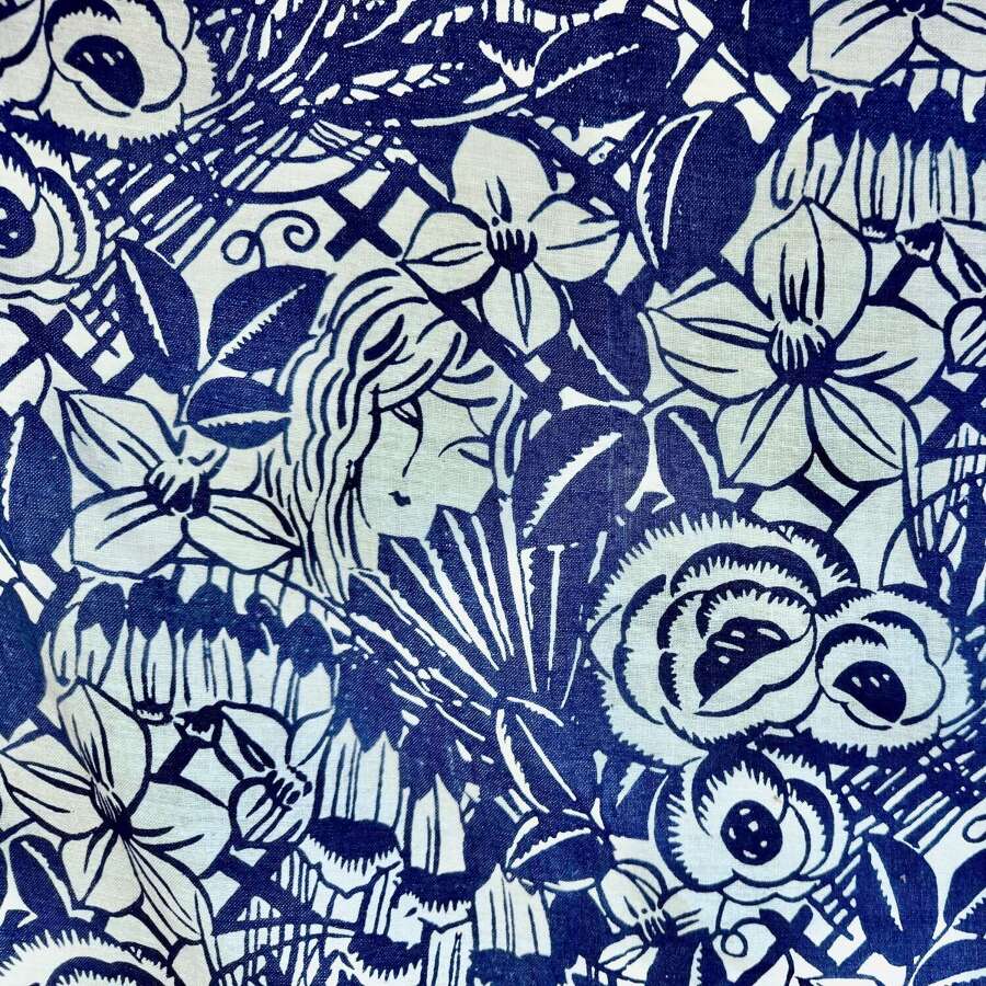Blue & White Cotton Print French 20th Century