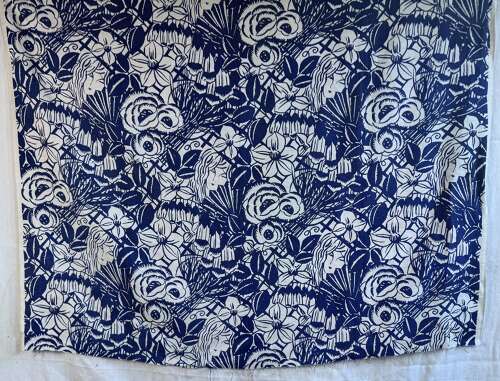 Blue & White Cotton Print French 20th Century