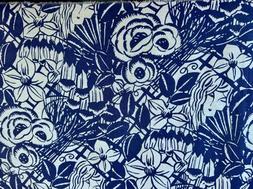 Blue & White Cotton Print French 20th Century