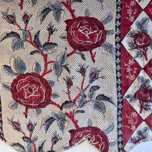 Roses Pelmet Toile de Nantes French 18th Century