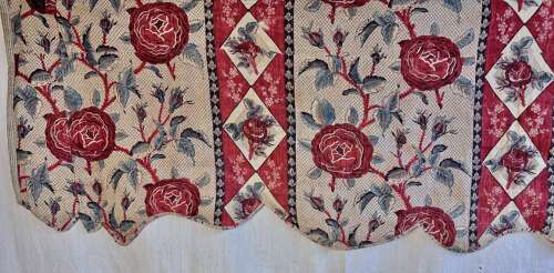 Roses Pelmet Toile de Nantes French 18th Century