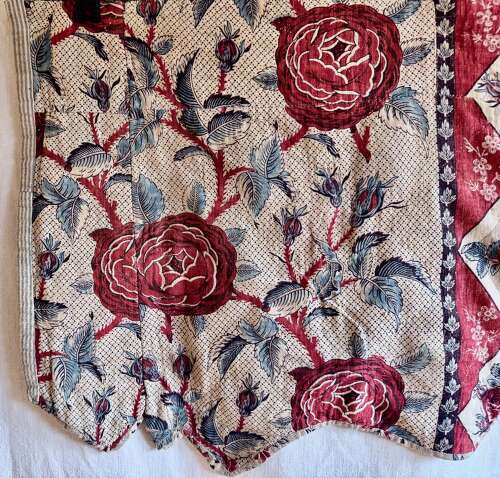 Roses Pelmet Toile de Nantes French 18th Century