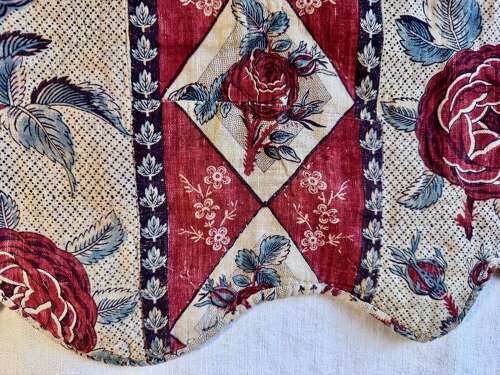 Roses Pelmet Toile de Nantes French 18th Century