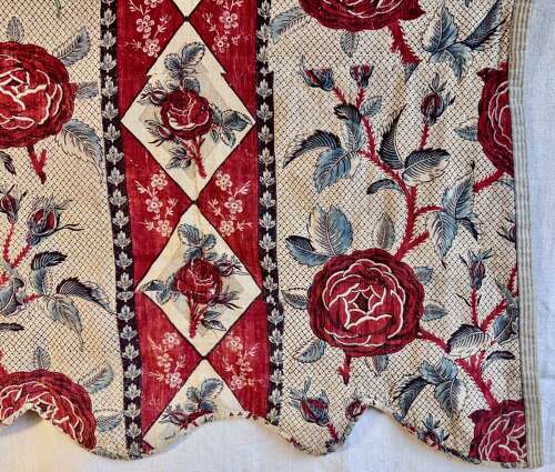 Roses Pelmet Toile de Nantes French 18th Century