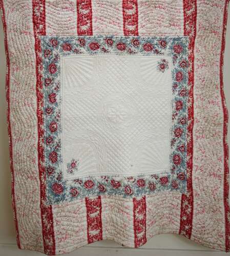 Roses Fichu Cotton Quilt French 19th Century