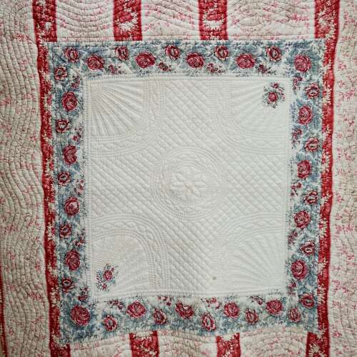 Roses Fichu Cotton Quilt French 19th Century