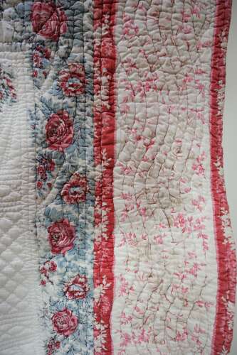 Roses Fichu Cotton Quilt French 19th Century