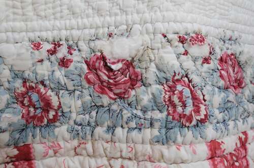 Roses Fichu Cotton Quilt French 19th Century
