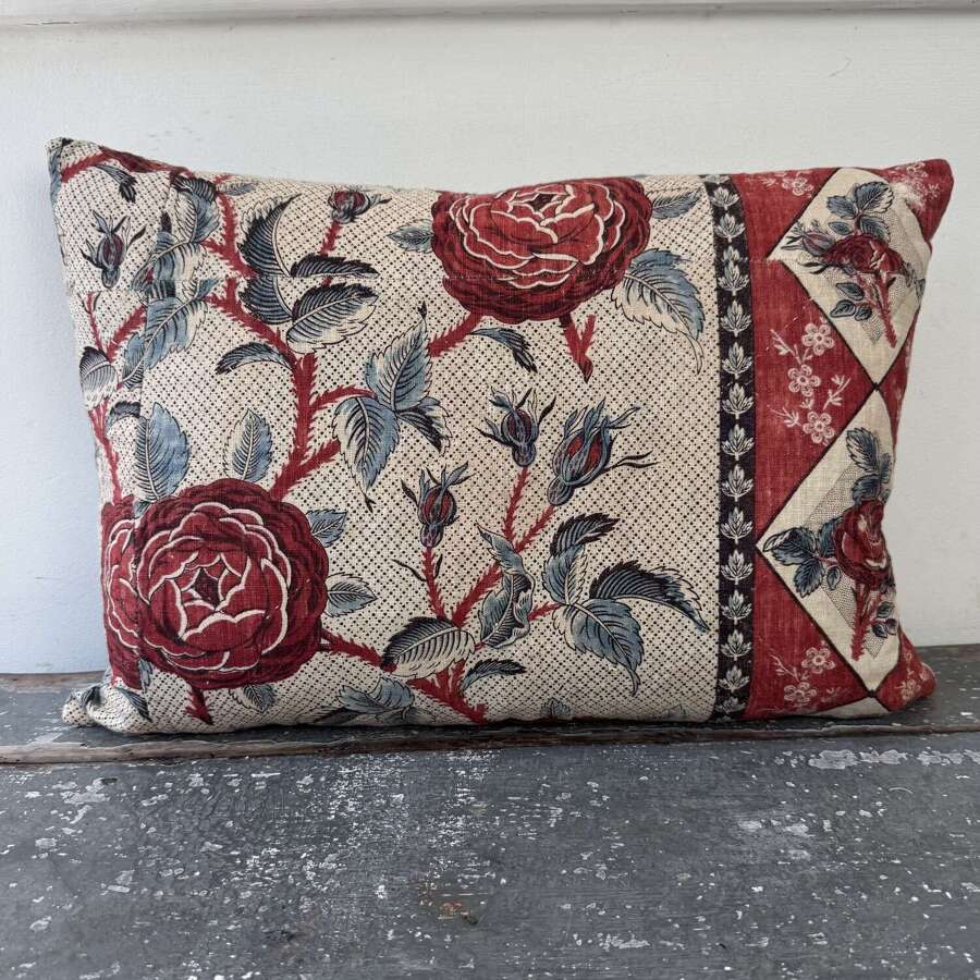 Roses Toile de Nantes Cushion French 18th Century