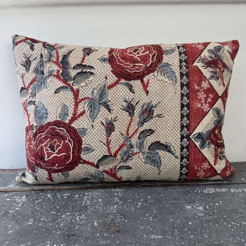 Roses Toile de Nantes Cushion French 18th Century