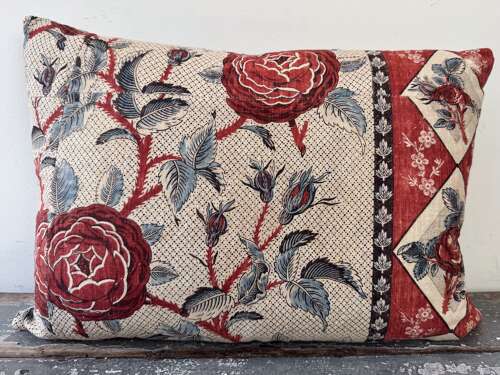 Roses Toile de Nantes Cushion French 18th Century