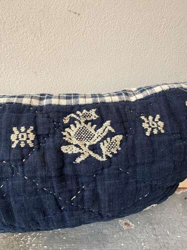 Indigo Cambresine Lavender Cushion French 18th Century