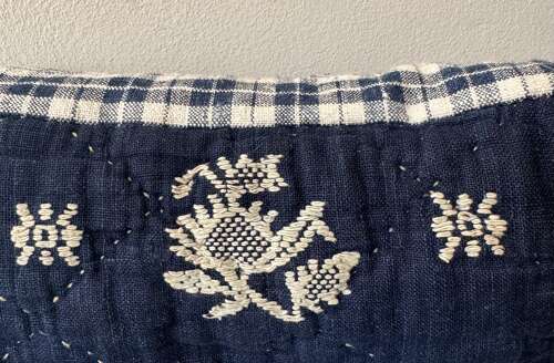 Indigo Cambresine Lavender Cushion French 18th Century