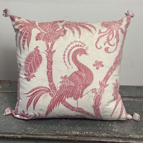 Red Birds Indienne Cushion French 19th Century