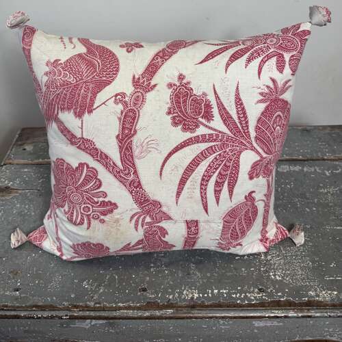 Red Birds Indienne Cushion French 19th Century