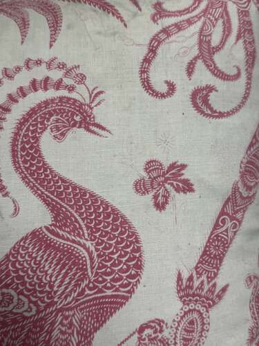 Red Birds Indienne Cushion French 19th Century