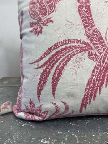 Red Birds Indienne Cushion French 19th Century