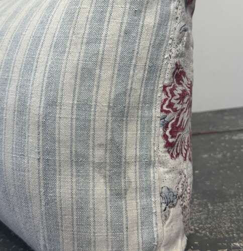 Tulips Block Printed Cotton Cushion French 18th Century