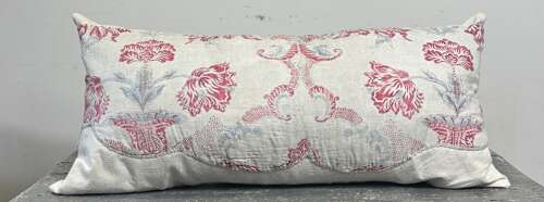 Tulips Block Printed Cotton Cushion French 18th Century