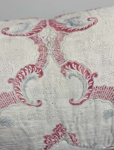 Tulips Block Printed Cotton Cushion French 18th Century
