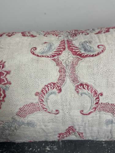 Tulips Block Printed Cotton Cushion French 18th Century