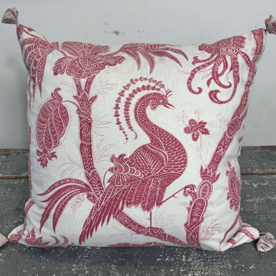Red Birds Indienne Cushion French 19th Century